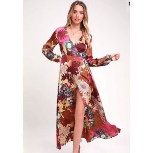 Put on A Smile Burgundy Floral Print Wrap Dress